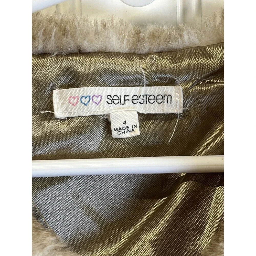 Girls Childrens Faux Fur Fashion Vest by Self Esteem. Size 4. Brown/Sable Color,